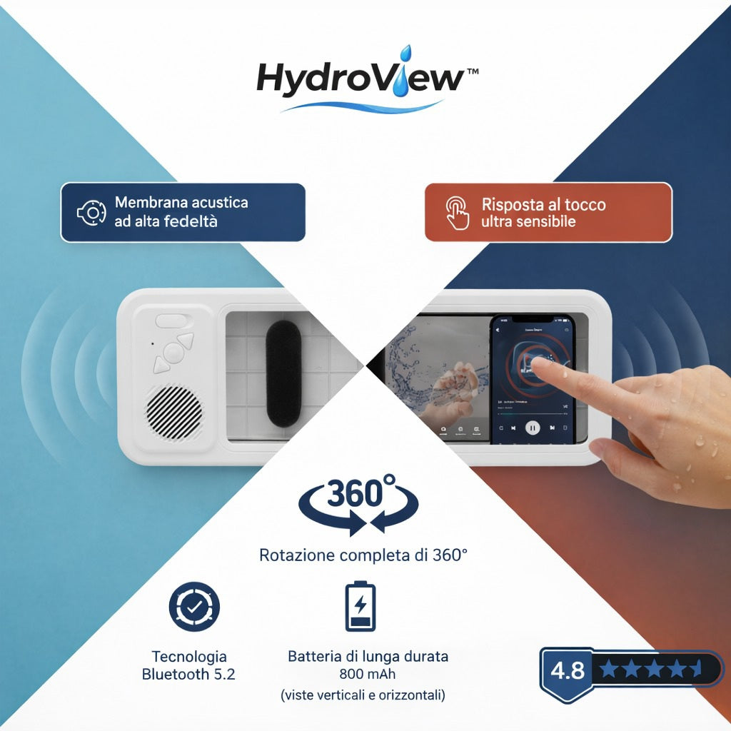 Supporto Doccia con Speaker Bluetooth - HydroView™