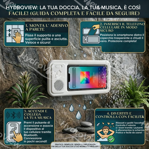 Supporto Doccia con Speaker Bluetooth - HydroView™