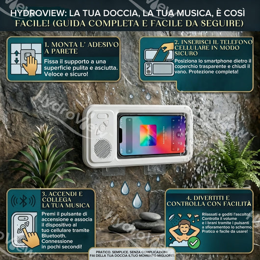 Supporto Doccia con Speaker Bluetooth - HydroView™